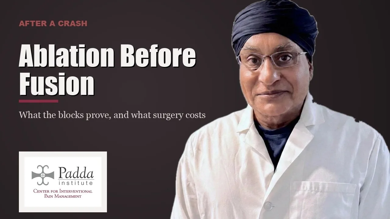 Dr. Padda explaining radiofrequency ablation for neck pain after a collision